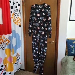 Cherokee Skull Print Fuzzy Onesie w/ Zipper